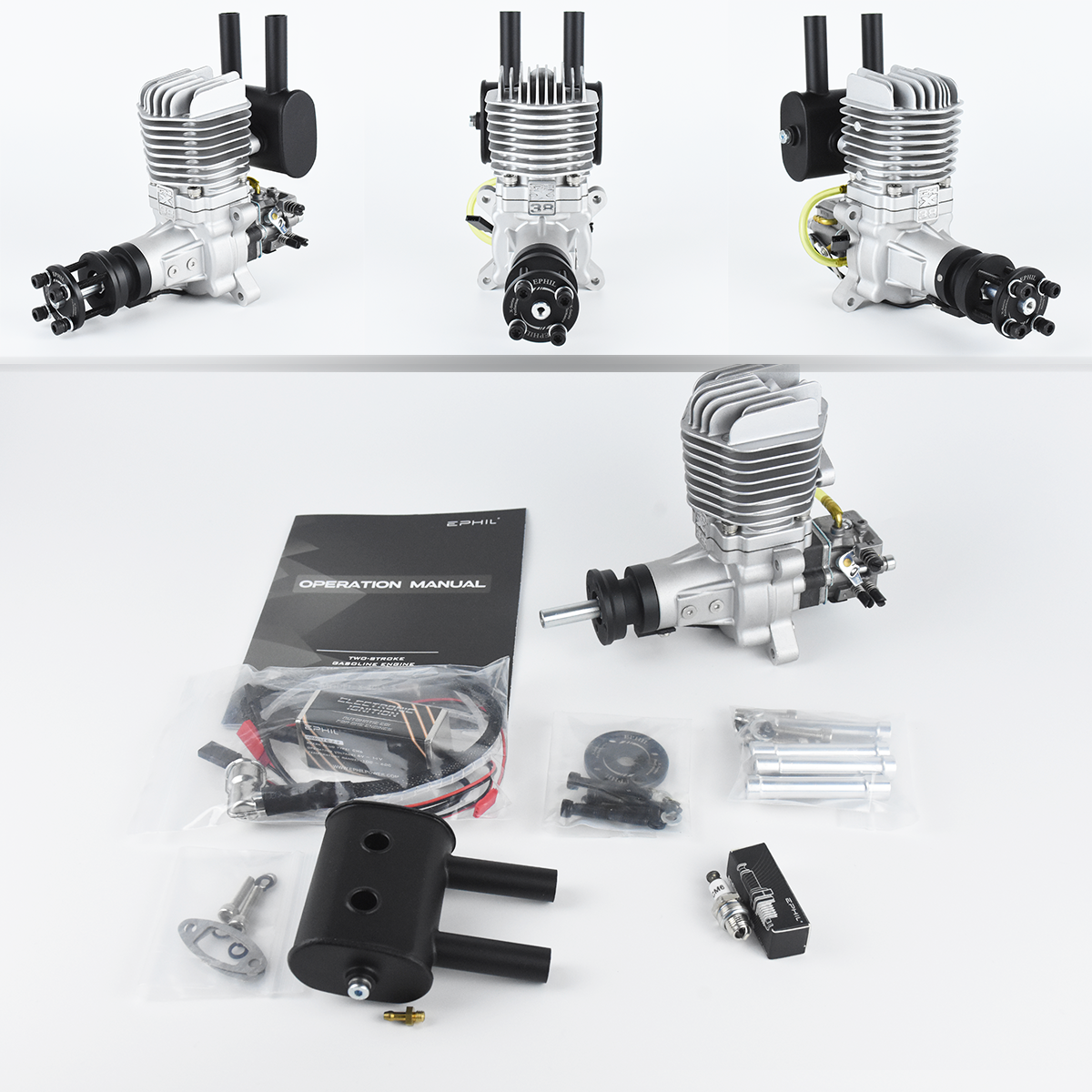 Motor de gasolina EPHIL X-Series 38cc-R con bujía y encendido electrónico