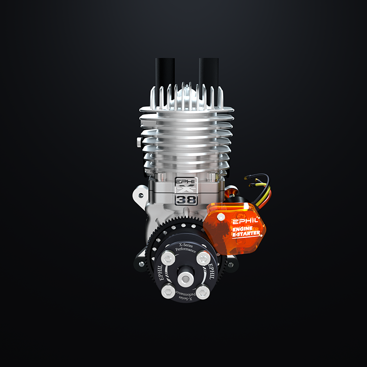 Motor de gasolina EPHIL XG-Series 38cc-R Pro Glow con arranque electrónico; bujía incandescente y encendido