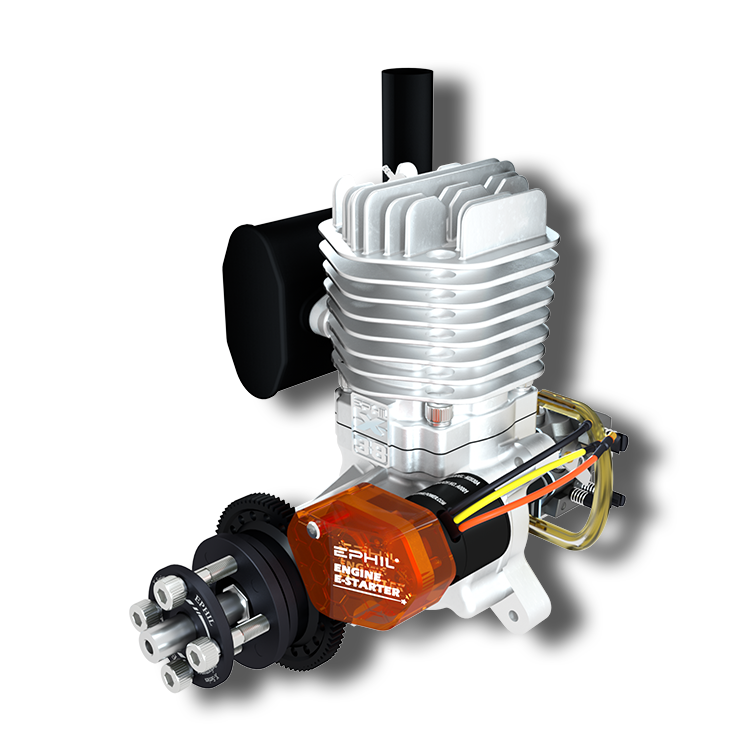 Motor de gasolina EPHIL XG-Series 38cc-S Pro Glow con arranque electrónico; bujía incandescente y encendido