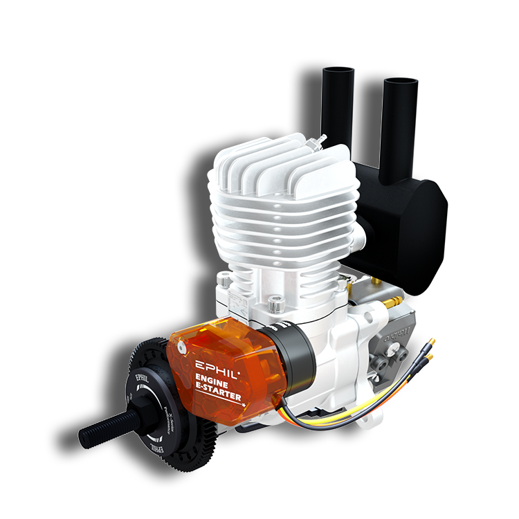 Motor de gasolina EPHIL XG-Series 20cc-R Pro Glow con arranque electrónico; bujía incandescente y encendido