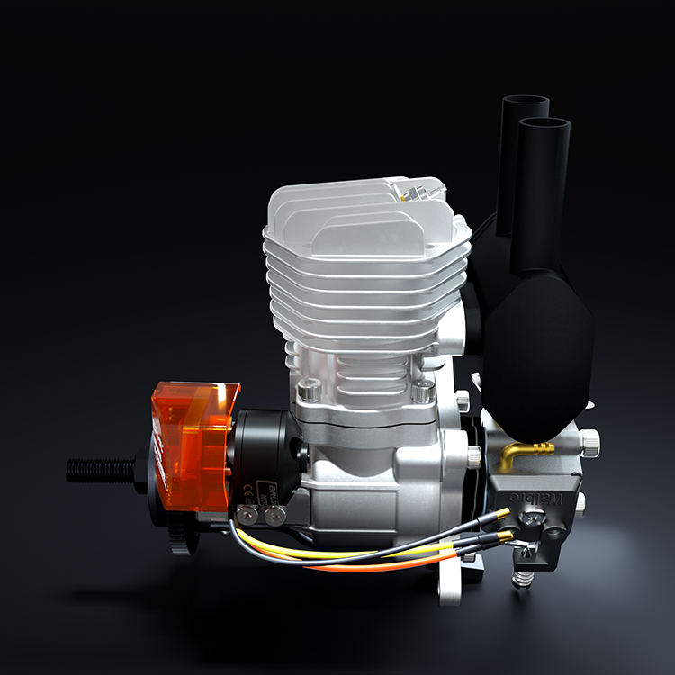 Motor de gasolina EPHIL XG-Series 20cc-R Pro Glow con arranque electrónico; bujía incandescente y encendido