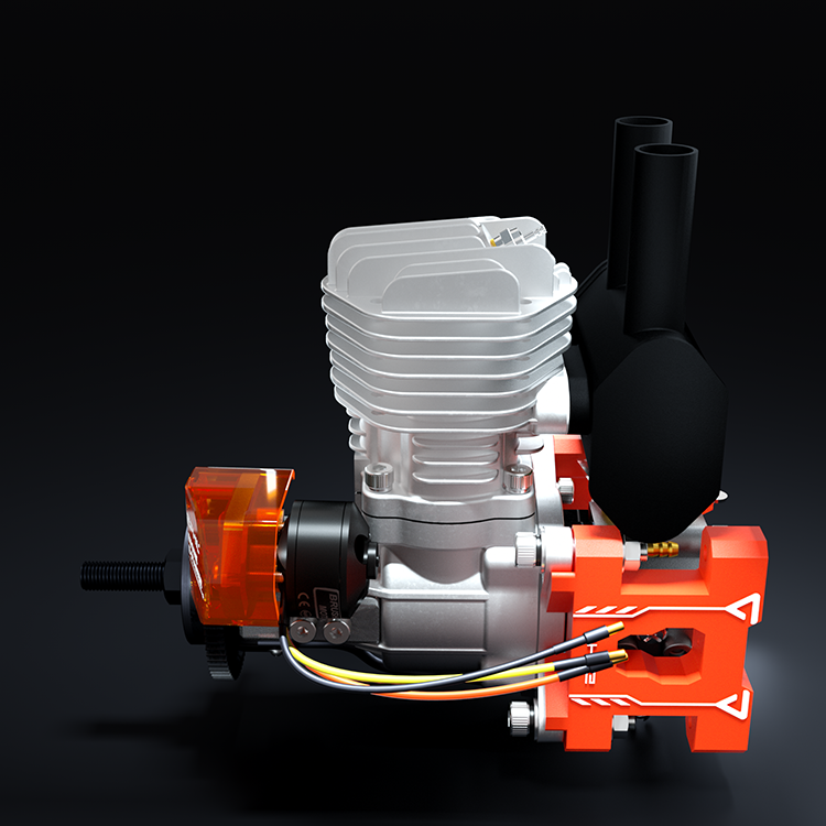 Motor de gasolina EPHIL XG-Series 20cc-R Pro Glow con arranque electrónico; bujía incandescente y encendido