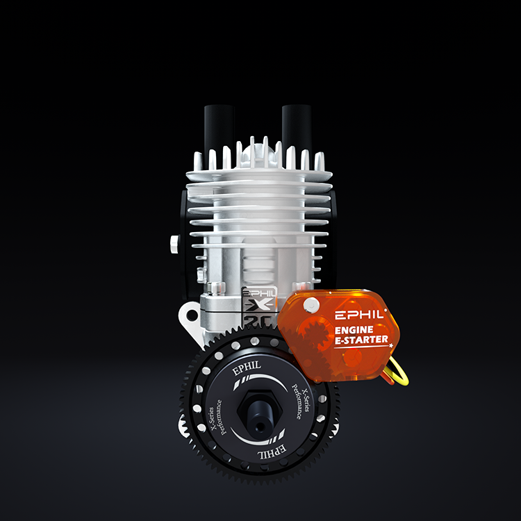 Motor de gasolina EPHIL XG-Series 20cc-R Pro Glow con arranque electrónico; bujía incandescente y encendido