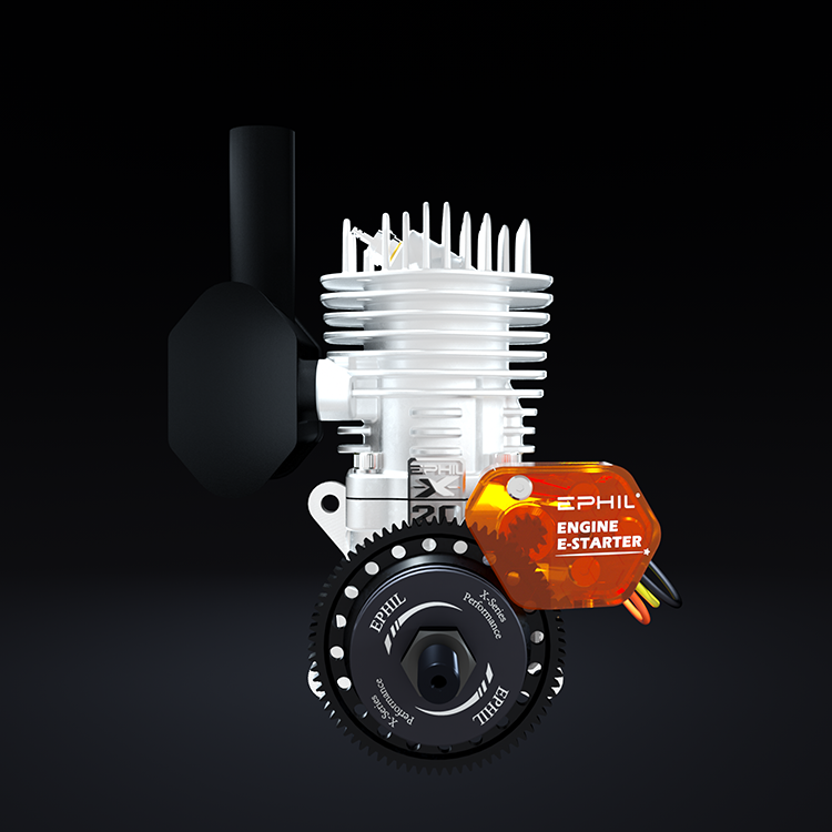 Motor de gasolina EPHIL XG-Series 20cc-S Pro Glow con arranque electrónico; bujía incandescente y encendido