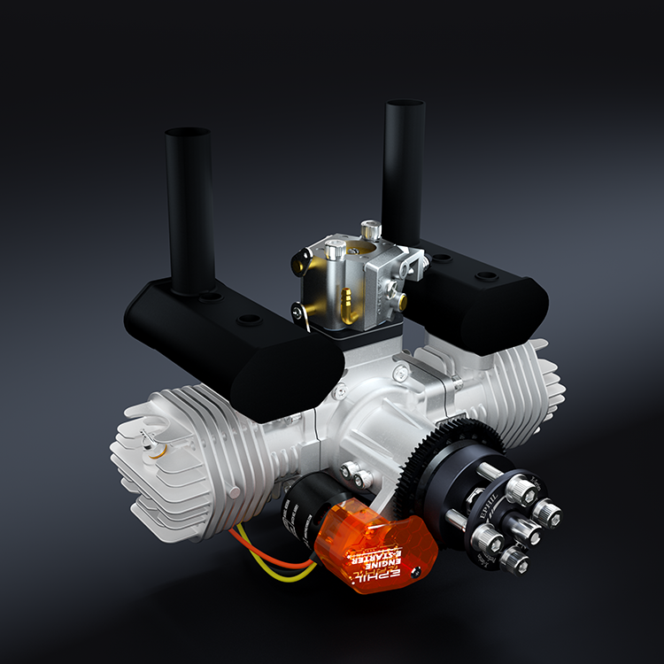 Motor de gasolina EPHIL XG-Series 40cc-T Pro Glow con arranque electrónico; bujías incandescentes y encendido